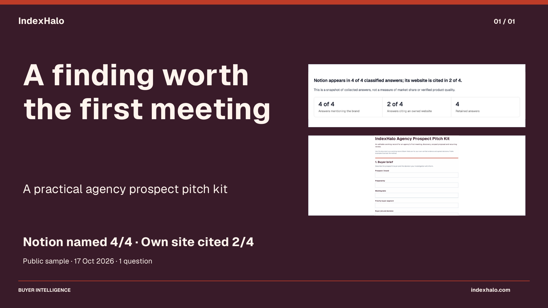 Build an agency prospect pitch around evidence a buyer can inspect
